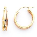 14kt Gold Tri-Color Hoop Earrings - TE233