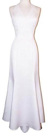 Click to buy Maine Wedding Venues: Bridal Satin Beaded Halter Gown Holiday Wedding Dress from Amazon!
