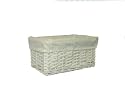 White Wicker Storage Basket with White Cotton Lining (Small)