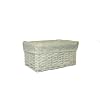 White Wicker Storage Basket with White Cotton Lining (Small)