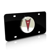 Pontiac Chrome Logo on Black Metal License Plate Pontiac Chrome Logo on Black Metal License Plate