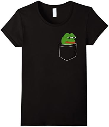 Women's Sad Pocket Pepe Dank Meme T-Shirt Medium Black