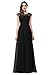 Babyonline Women's Cap Sleeve Lace Prom Dress Ruched Chiffon Evening Gowns