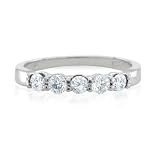 5 Stone Diamond Wedding Ring Band in Platinum Band (G, SI1, 0.30 cttw) Certificate of Authenticity