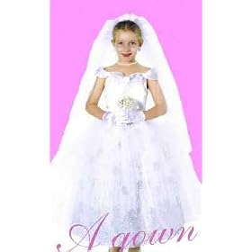Exquisite Dress-Up Quality Puppet Workshop Child Bride Costume Gown (Dress only. Does not include Veil, Flowers or Gloves)