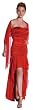 Plus Size Sexy Shirred Satin w/Contrast Layered Open Front Long Evening/ Prom/ Bridesmaid Dress + Scarf