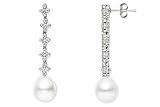 3/4 Carat Diamond and South Sea Cultured Pearl 14K White Gold Earrings