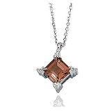 1.36 CTW 14K Diamond Princess Garnet Charm Pendant Necklace