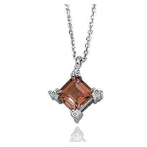 Click here to buy 1.36 CTW 14K Diamond Princess Garnet Charm Pendant Necklace.