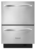 KUDD03DTSS 24 Double Drawer Dishwasher with 6 Cycles 4 Options Sensor Wash Food Chopper and