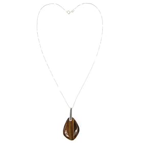 Sterling Silver Tiger Eye Pendant Necklace - Brown by Australian Tiger's Eye