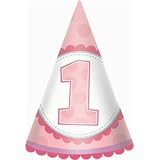 1st Birthday Girl Cone Hats Party Accessory  8 count 