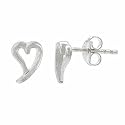 Modern Sterling Silver Small Love Mini Kids Open Heart Earrings Valentine's Day