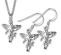 Sterling Silver Angel Earring and Necklace Set