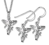 Sterling Silver Angel Earring and Necklace Set