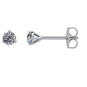 IceCarats Designer Jewelry 14K White Gold 14K White 1/5 Ctw Diamond Friction Post Stud Earrings.