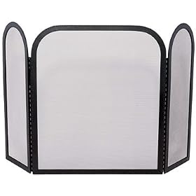 Uniflame Solid 3 Panel Pebble Finish Wrought Iron Fireplace Screen by Uniflame