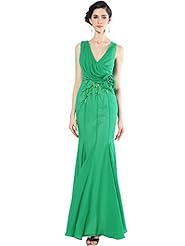 V-neck Cocktail Pleated Beaded Mermaid Silk Evening Dress/Homecoming Dress/Prom Dress/Wedding Party Dress 