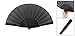 uxcell Plastic Fabric Hand Foldable Fan for Ladies Men Black