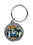 Girl With Doll By Paul Cezanne Pewter Key Chain
