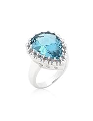 Solitaire Aqua Pear Cut Ring