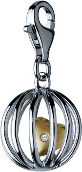 Childrens Toyshop  Jewelry : Caged Heart Sterling Silver Diamond Charm By Hot Diamonds