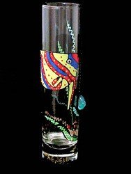 Angel Fish Design - Hand Painted - Bud Vase - 7.5 inches tall