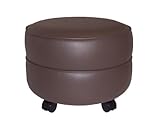 IMAGE OF Walnut Vinyl Round Non-storage Ottoman