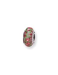 Pale Pink and Green Glass Charm for 3mm Charm Bracelets