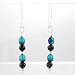 Black Onyx, Blue Czechoslovakian Glass Bead and Sterling Silver Dangle Earrings, #8634