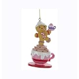 3.25 Cupcake Heaven Gingerbread Kid On Coffee Cup Christmas Ornament by Kurt Adler