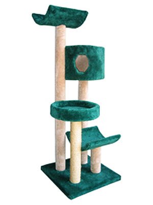 Four Tier 3L23 Kitty Gym : Optional Sisal 2 FEET OF SISAL : Parts  &  Base Color BURGUNDY : Poles Color TAN