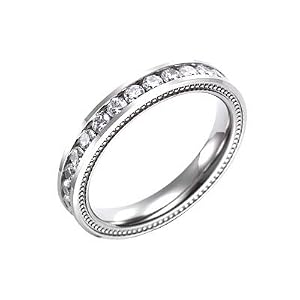 Momento[360] Milgrained Channel-Set Eternity Titanium Band
