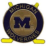 Michigan Wolverines Hockey Cross Stick Large Pin