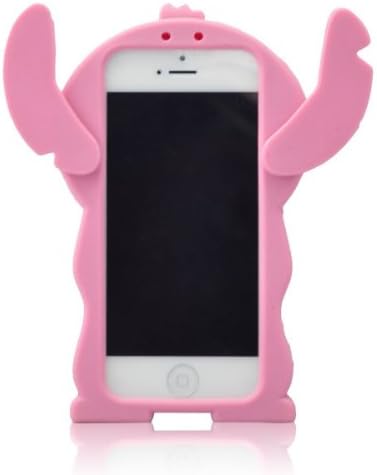 5C Case, Iphone 5C Case, Cute Cartoon 3D Lilo Stitch Movable Ear Flip Soft Silicione Case Cover for Iphone 5C (Pink)