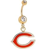 NFL Logo GOLD Double GEM Belly Ring - Chicago Bears