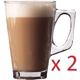 WINWARE - Tasses/ Mugs pour Café Latte - Convient pour café,chocolat chaud, thé, cappucinos et expresso. Tasses en verre élégantes et robustes, idéal pour restaurant ou café.