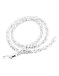 5mm Diamond-Cut Sterling Silver Rope Chain 20" Necklace