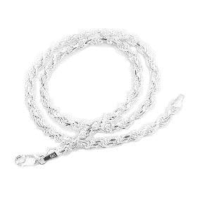 5mm Diamond-Cut Sterling Silver Rope Chain 20" Necklace