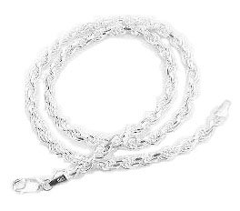 5mm Diamond Cut Sterling Silver Rope Chain 24 Necklace