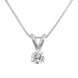 18k White or Yellow Gold Round Basket Setting 3-Prong Diamond Solitaire Pendant (1/2 cttw, G-H Color, SI1-SI2 Clarity), 18