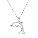 Sterling Silver Diamond-Accent Dolphin Pendant (.025cttw), 18