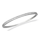 10k White Gold Round and Princess-Cut Channel Set Bangle Bracelet (1/2 cttw, I-J Color, I2-I3 Clarity)