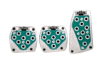 OTTO Racing Glow At Night Silver Rim Green Inner Plates 3pc Manual Racing Pedals