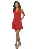 d013 Sexy Mini Halter Dress with Double Ruffle Hem