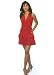 d013 Sexy Red Halter Dress w/ Mini Ruffle Hem