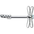 Aqua Sterling Silver Dragonfly Nipple Ring