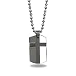 22" Stainless Steel Bead Necklace with Tungsten Carbide Cross Tag
