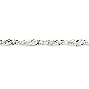 Bracelet Femme Gourmette Maille Singapour 18 cm Torsadé Argent Massif