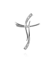 Silver Wave Cross Pendant Necklace